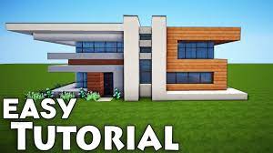 Minecraft Small Easy Modern House Tutorial How To Build A House Minecraft Modern House Blueprints Minecraft Small Modern House Modern Minecraft Houses
