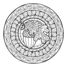 Printable oak leaves and acorns coloring page picture to color in for autumn season. Mandala Acorn And Oak Leaves Mandala To Mandalas Adult Coloring Pages