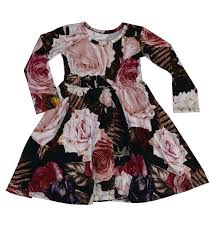 Posh Peanut Zoey Floral Twirl Dress With Long Sleeves