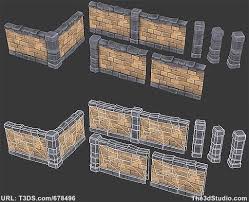 3d Models Brick Wall Set Low Poly 01 3d Texture Programmation Informatique City Center