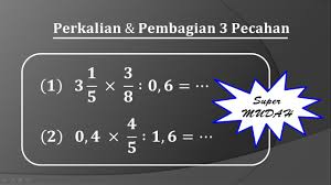 Lakukan pembagian panjang untuk membagi 144 dengan 5. Cara Mudah Perkalian Dan Pembagian Tiga Pecahan Pecahan Biasa Campuran Dan Desimal Youtube