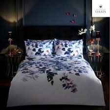 Luxury bedrooms by steven g. Oasis Exotic Vibrant Navy Blue White Floral Design Duvet Cover Bedding Sets Ebay