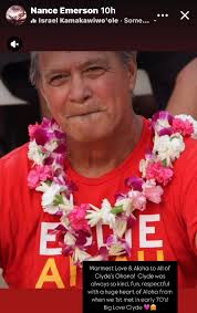 Clyde Aikau….rest in peace UNKO . Next to him is Duke Kahanamoku from the  John Wayne movie the the Wakee of the Red Witch …he was throughout the  movie when they were