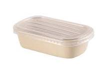 32 oz. Sugarcane Bagasse Light Brown Container with Plastic Lid - (150/Case)