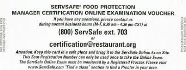 Servsafe food handler courses must be completed in 60 days. Servsafe Food Protection Manager Certification Online Exam Voucher National Restaurant Association 9780135026694