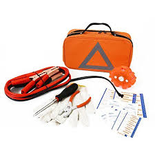 Noone Roadside Assistance Auto Emergency Kit First Aid Kit Orange Bag Contains Jumper Cables Tools Reflective Saf Car Emergency Kit Emergency Kit Orange Bag