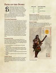 While raging, you gain the following benefits if you aren't wearing heavy armor: D D 5e Barbarian Subclass Path Of The Bushi Album On Imgur