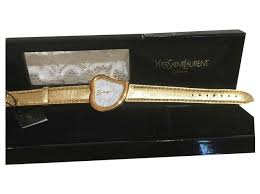 Add your own style and personal touch to a face mask you'd be proud to wear in your grocery store! Yves Saint Laurent Heart Face Fine Watches Leather Metallic Ref 113226 Joli Closet