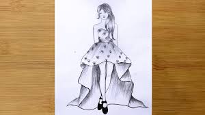 My batch of full body clean sketches i did! How To Draw Girl Full Body With Beautiful Dress Modern Girl Pencil Sketch Face Drawing Easy Youtube