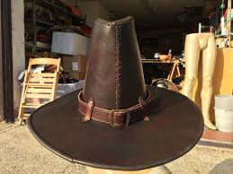 Artfully designed, this piece of headgear is constructed. Witch Hunter Plain Leather Hat Made On Order Etsy