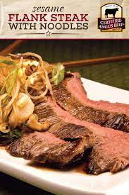It S Easy To Make This Sesame Flank Steak With Asian Noodles Recipe Certified Angus Beef Brand Flank St Grilled Steak Recipes Best Beef Recipes Rib Recipes