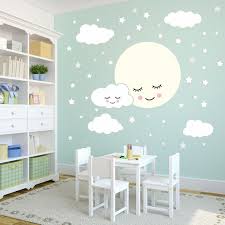 Us 6 22 25 Off Full Moon With Clouds Stars Wall Decal Kids Nursery Rooms Removable Wall Sticekrs Vinyl Baby Childrens Room Wall Decor Diyzw487 In