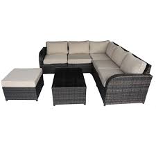 Buy Luxo Nevin 7 Piece Modular Wicker Outdoor Sofa Lounge Setting Brown Online Australia Outdoor Lounge Furniture Outdoor Sofa Outdoor Lounge