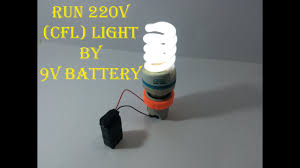 Run 220v Cfl Light Bulb Using 9v Battery Youtube