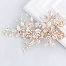 Xl organic pattern barrettes set of 2. Amazon Com Sweetv Light Rose Gold Wedding Clip Rhinestone Bridal Comb Barrette Handmade Flower Clip Head Pieces For Women Beauty