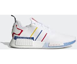 Inspiriert von der raumfahrt haben sie eine hellgoldene zwischensohle (um nmds charakteristische zwischensohlenstopfen besser zur geltung. Adidas Nmd R1 Cloud White Blue Red Ab 0 Juni 2021 Preise Preisvergleich Bei Idealo De
