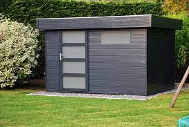 abri jardin moderne gris vitres sablees concept abri tuinhuis