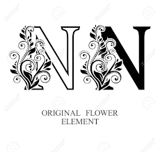 Each letter of the alphabet is . Elegant Initial Letters N In Two Color Variations With Botanical Element Vector Letters Logo Design Template Set Alphabet Label Sign For Company Branding And Identity Unique Concept Type As Logotype Royalty Free Cliparts