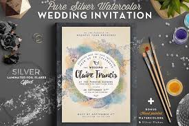 Pure Silver Watercolor Wedding Card Font Bundles Templates Cards And Invites Watercolor Wedding Invitations Wedding Cards Watercolor Wedding