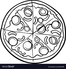 Italian Pizza Cartoon Coloring Page Vector Image On Vectorstock Pizza Coloring Page Food Coloring Pages Pizza Drawing