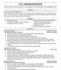 biomedical engineer resume example