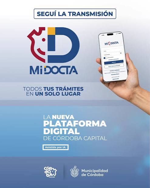 Córdoba. El intendente Passerini lanzó MiDocta, nueva plataforma que integra trámites y servicios municipales