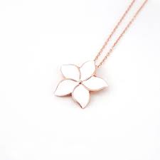 White Plumeria Silver Necklace Rose Gold Plated White Flower Pendant Enamel Filled Sterling Silver Flower White Lily Jewelry Tropical Lily Jewelry Gold Plated Silver Jewellery Sterling Silver Flowers