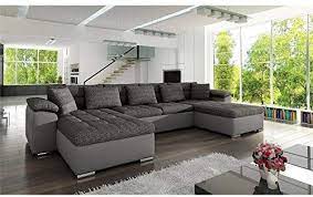 chloe design canape panoramique convertible pu tissu clea reversible gris fonce et gris amazon fr cuisine maison mobelideen ecksofa hausmobel