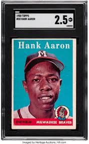 Rare 1958 Topps Hank Aaron (Blue Background) #30 SGC Good+ 2.5....