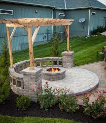 Fire Pit With Built In Seating Covered By A Pergola Nice Little Area Patio Patiolife Outdoorliving Outdoorfirep Backyard Fire Fire Pit Backyard Backyard