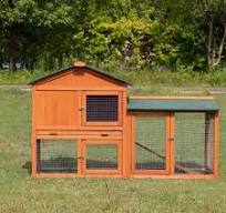 48" Bunny Hutch Indoor/Outdoor - 2-Tier Wooden Rabbit House With Leak-Proof  Trays