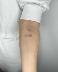 Roman Numerals Xxvii Tattoo By Conz Thomas Inked On The Left Forearm Tattoos Fine Line Tattoos Minimal Tattoo