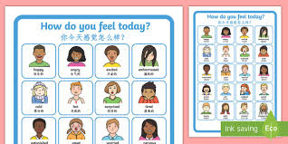 How Do You Feel Today Emotions Chart Poster English