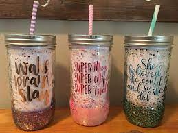 Pin By Samira On Tumblers Mason Jar Cups Mason Jar Mugs Glitter Mason Jars