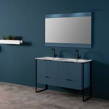 The sink and faucet options of a bathroom vanity allow for several choices when it comes to upgrading the bathroom, but the cabinets can define the core color of your new design. Eviva Moma 48 Inch Teal Double Sink Bathroom Vanity With Black Metallic Legs Bathroom Vanities Modern Vanities Wholesale Vanities