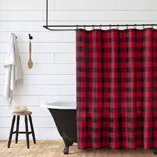 Stylish art deco music theme red black white shower curtain. Farmhouse Living Buffalo Check Rustic Holiday Christmas Fabric Shower Curtain 72 X 72 Red Black Elrene Home Fashions Target