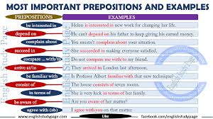 To & for 🤔 these english prepositions can be confusing! Most Important Prepositions And Examples English Study Page