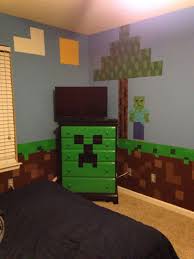 Minecraft Bedroom Minecraft Creeper Chest Of Drawers With Minecraft Zombie And Tree For My Son Minecraft Bedroom Decor Boys Minecraft Bedroom Minecraft Bedroom
