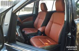 Pure Leather Seat Cover For Toyota Innova Crysta Installation Done By Team Ff Car Accessories Chennai Leather Seat Covers Leather Seat Car Accessories