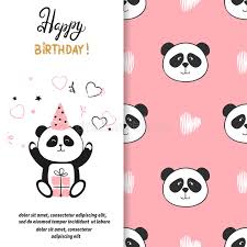 Holiday card creative concept, spring banner. Happy Birthday Greeting Card Design With Cute Panda Bear Stock Vector Illustration Of Template Vector 94331270