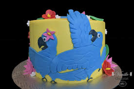 Rio Cake With Blue Jewel And Flowers Gateau Rio Avec Blue Jewel Et Fleurs Cupcake Cakes Rio Birthday Parties Cake Pops
