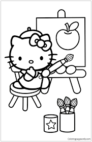 Hello kitty and her twin on a swing printable coloring for girls hello kitty ballerina and a teddy bear coloring page for girls … Hello Kitty Drawing An Apple Coloring Pages Cartoons Coloring Pages Free Printable Coloring Pages Online