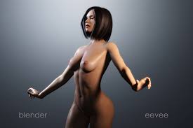 3D Naked Brunette Girl Rigged Model 