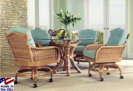 Lake House Rattan 6 Piece Caster Dining Set From Classic Rattan Model 3563 Wicker Dining Set Dining Room Furniture Sets Furniture