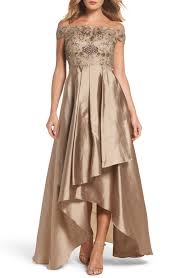Gold Mother Of The Bride Dress Embellished High Low Off The Shoulder Dress High Low Bridesmaid Dresses Womens Bridesmaid Dresses Satin Bridesmaid Dresses