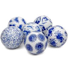 Oriental Furniture Oriental Furniture 4 In Blue And White Decorative Porcelain Ball Set Bw Ball3 Blu The Home Depot Handmade Home Decor Traditional Decor Blue White Decor