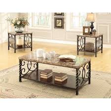 Coaster 701695 Home Furnishings 3 Piece Occasional Set Faux Marble Metal Walmart Com 3 Piece Coffee Table Set Coffee Table Coffee Table Setting