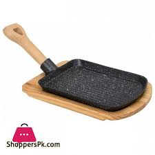 Buy Sizzler Plate With Wooden Handle 9x7 Inch At Best Price In Pakistan Wooden Handles Wooden Grilled Fish