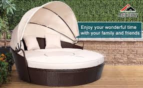 Maybe you would like to learn more about one of these? Amazon Com Aecojoy Patio Furniture Outdoor Round Daybed With Retractable Canopy And Washable Cushions Separated Seating Sectional Sofa For Patio Lawn Garden Backyard Porch Pool Patio Lawn Garden