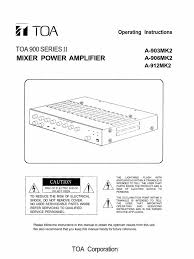 Elegant 110cc chinese atv wiring diagram 26 ansul system within. A 903 6 12mk2 Manual Toa Amplifier Loudspeaker